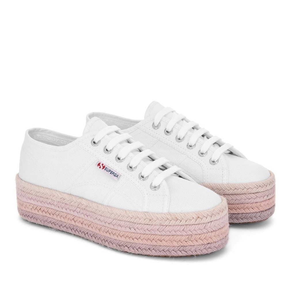 NEW SUPERGA 2790 COTROPE ESPADRILLES PLATFORM TRAINERS IN PASTEL MULTICOLOR